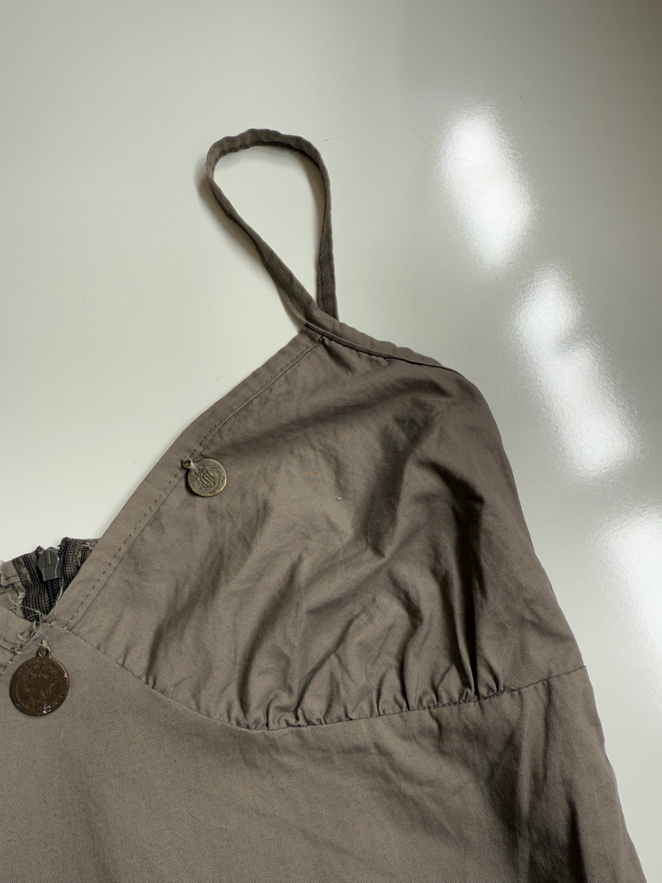 Italian 00's Khaki coin detail asym cami  • Size S