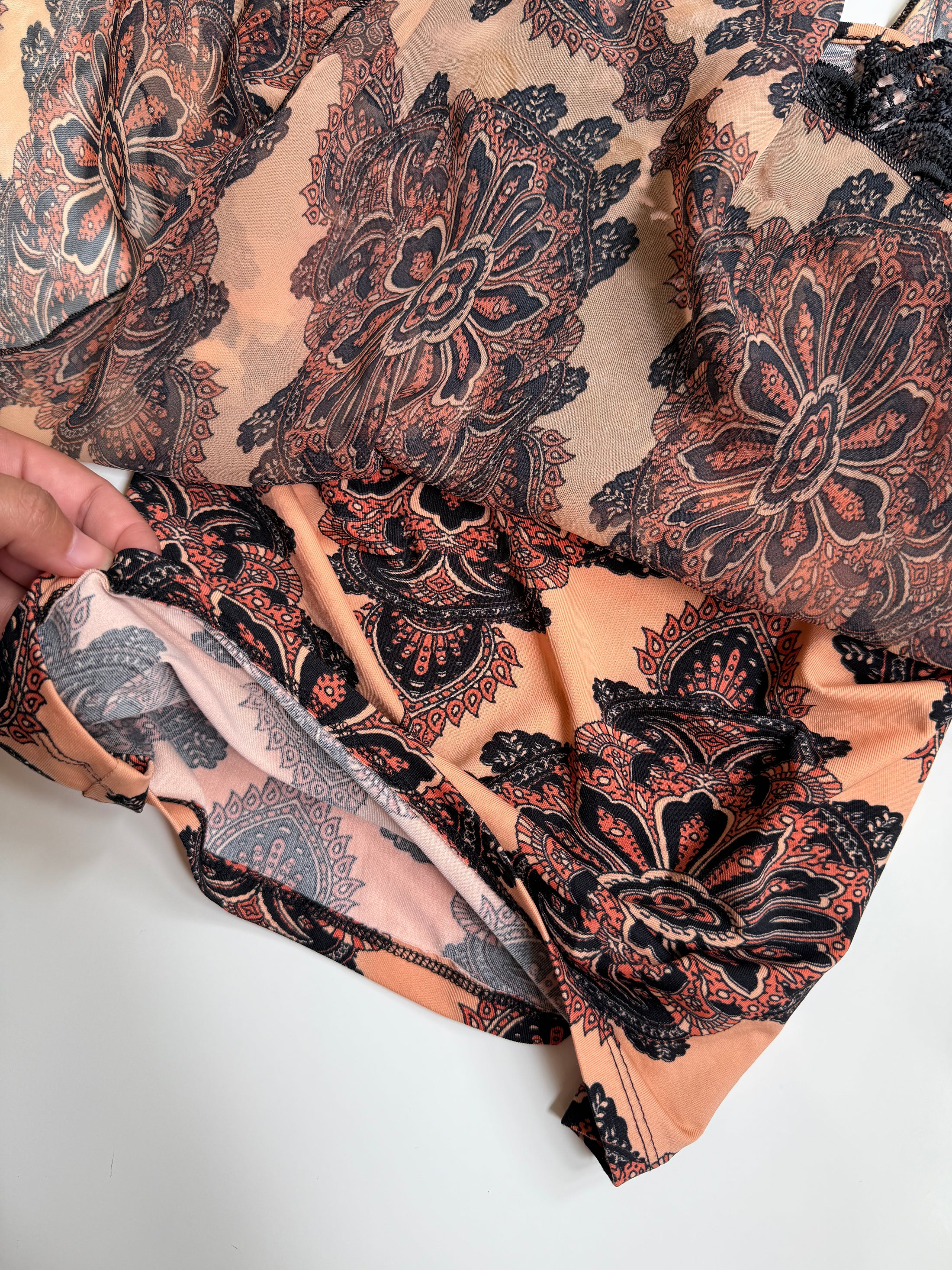 00's Morgan pattern sheer butterfly wings top • Size S