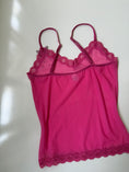 Load image into Gallery viewer, 00's Hot pink mesh cami w butterfly motif • Size XS/S
