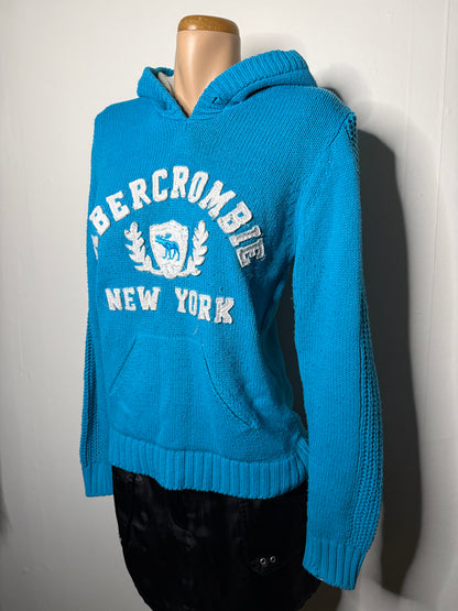 00's Abercrombie & Fitch embroidered knit hoodie • Size M