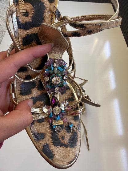*RARE* 00s Archival Roberto Cavalli bejewelled leather strappy heels • Size Eu 39-40