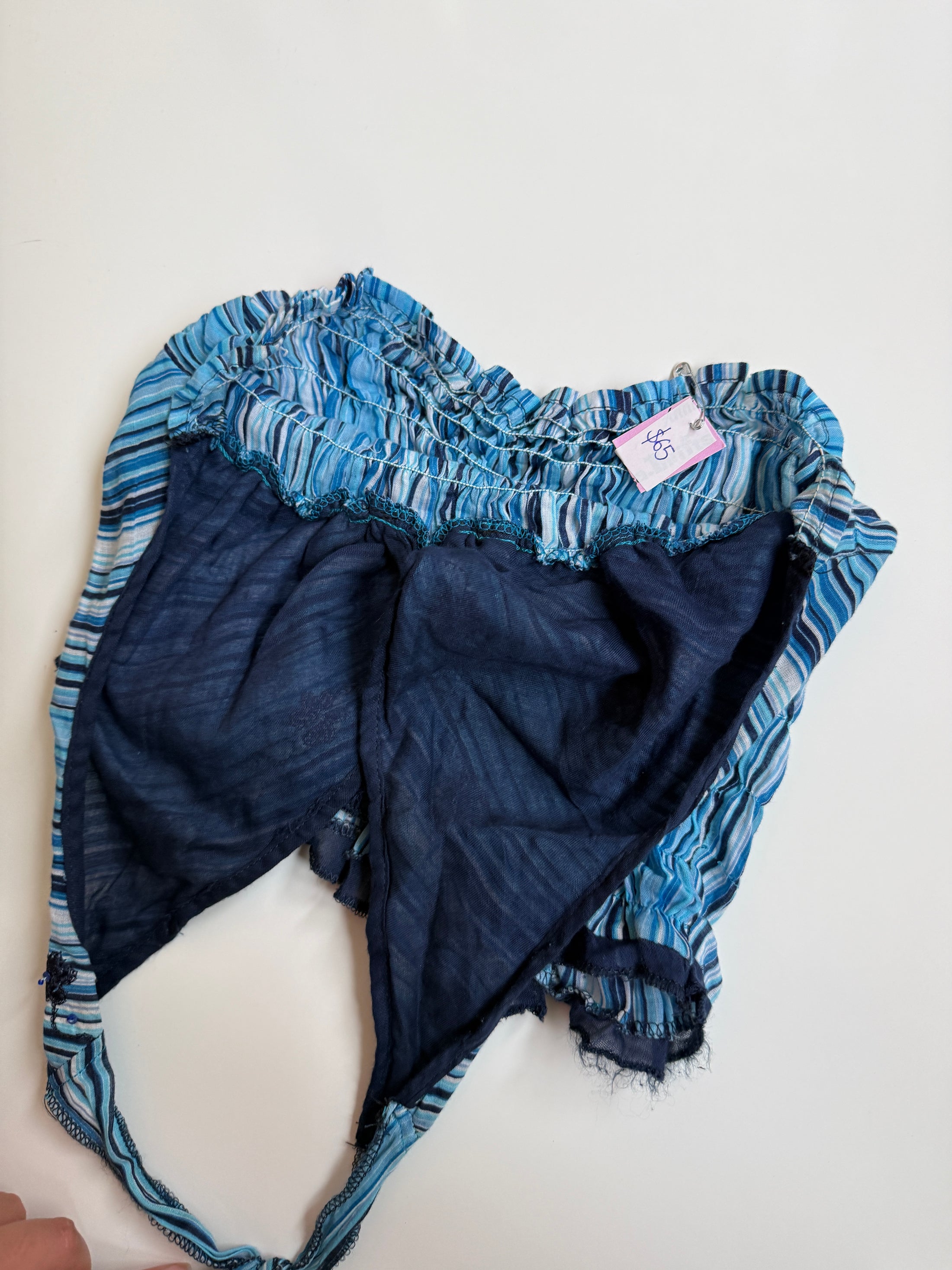 00's Striped ruched embroidered halter w diamantes • Size S