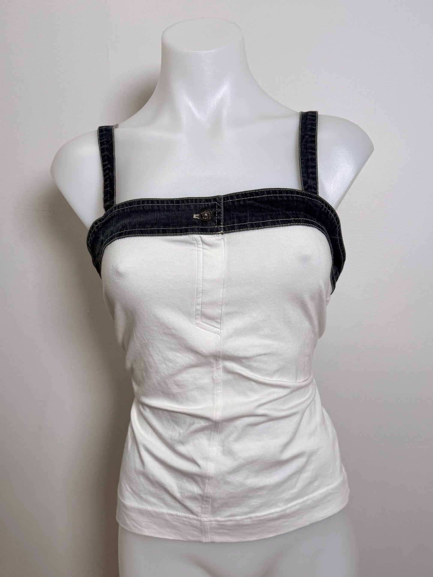 00's Cotton cami w denim trim • Size M