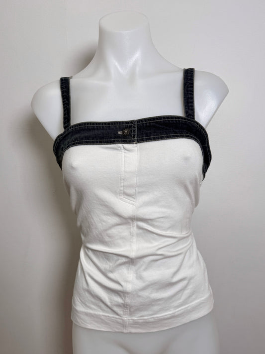 00's Cotton cami w denim trim • Size M