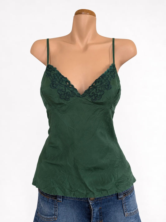 00's Mango embroidered silk cami • Size M