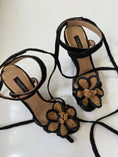Load image into Gallery viewer, 00’s Dolce & Gabbana crochet flower lace up wedges • Size 37
