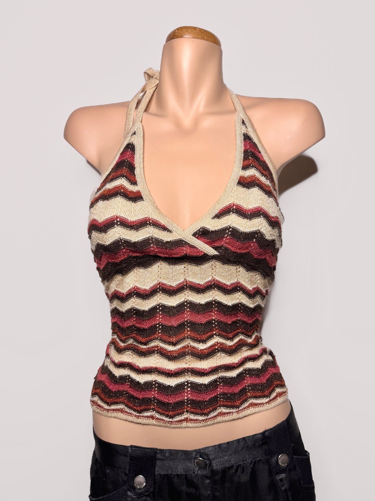 00's Chevron knit halter • Size S