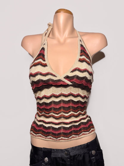 00's Chevron knit halter • Size S
