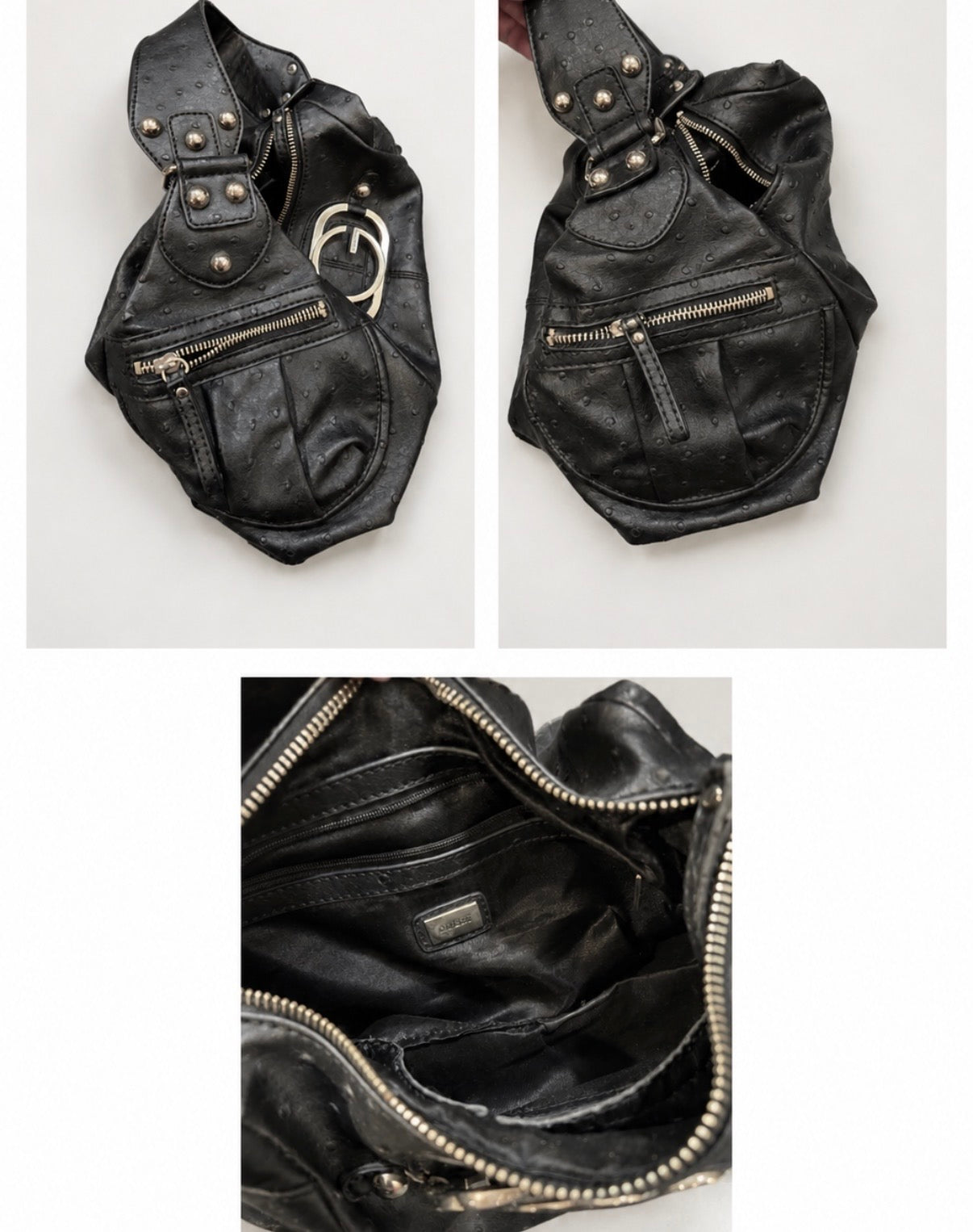 00’s Guess Faux ostrich shoulder bag