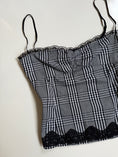 Load image into Gallery viewer, 00's Mango cotton plaid cami w lace trim • Size S
