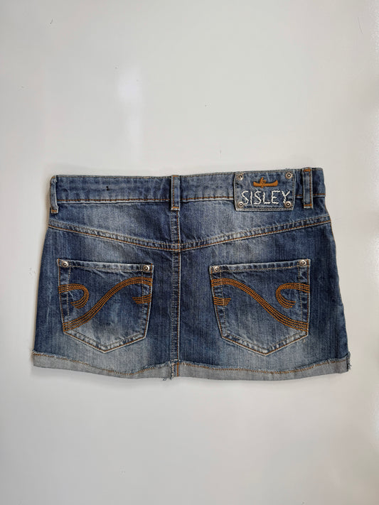00's Sisley denim mini • Size 4-6