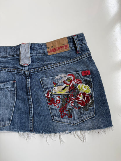 00's El jeans embroidered denim mini • Size 6