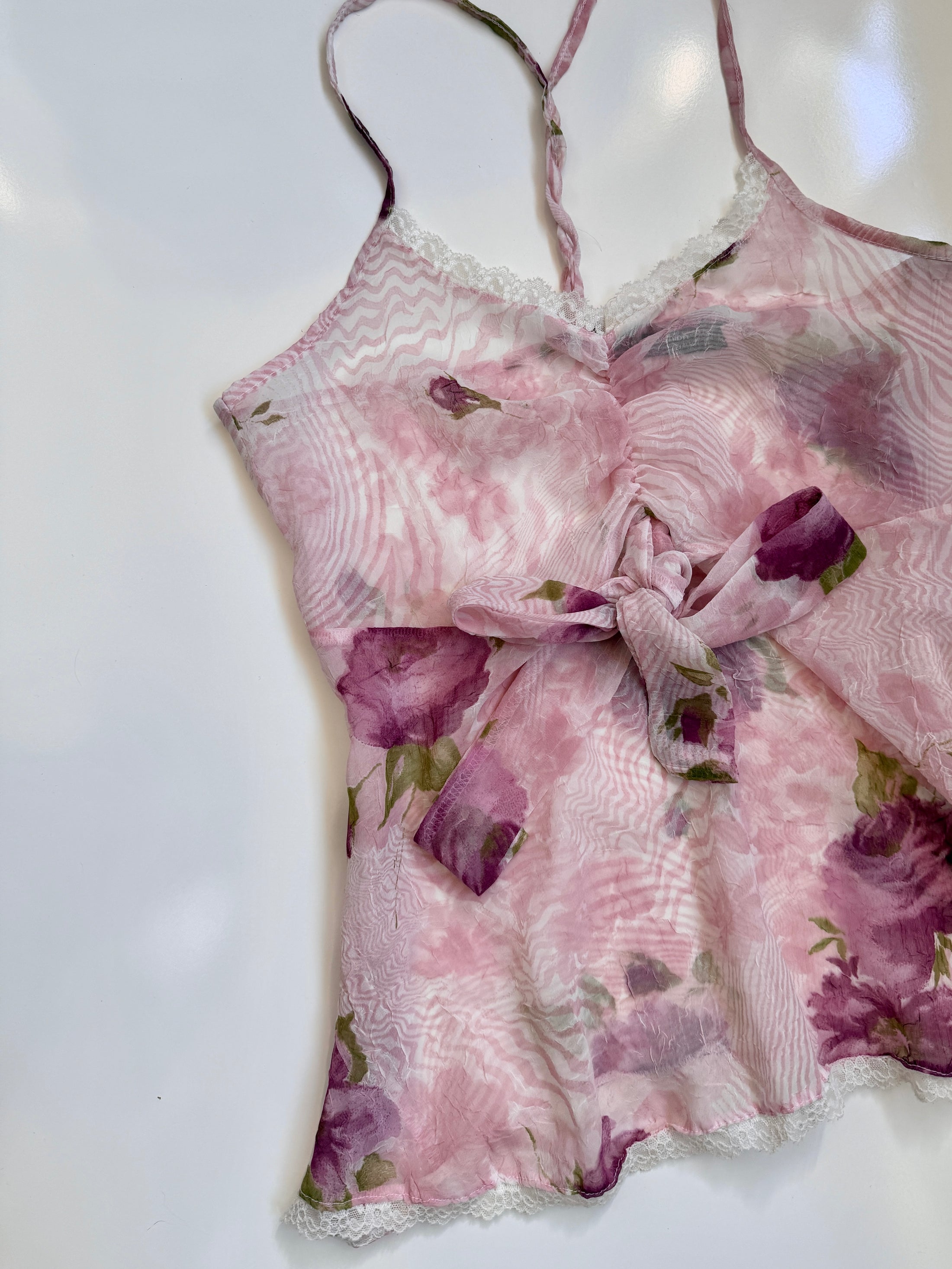 00's Pattern sheer bow cami • Size S