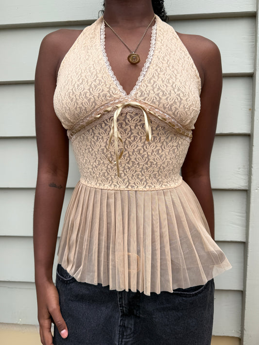 00's Coquette mesh/lace halter • Size S