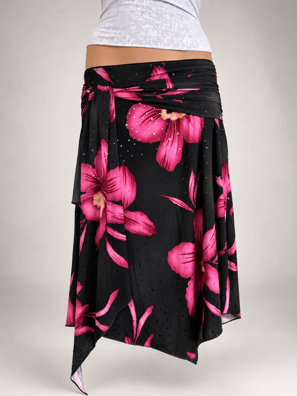00's Tropical sequin low-rise asym midi • Size S/M