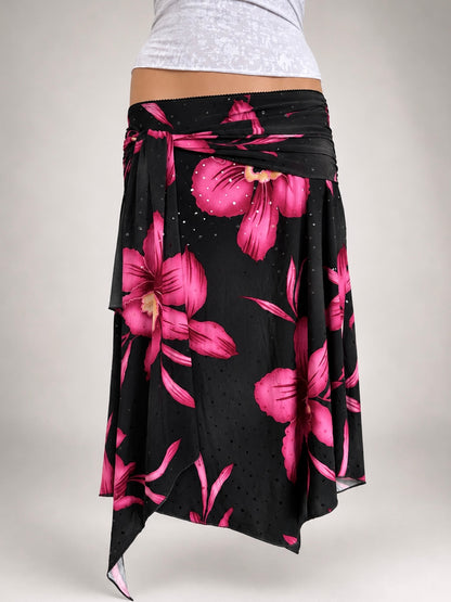 00's Tropical sequin low-rise asym midi • Size S/M