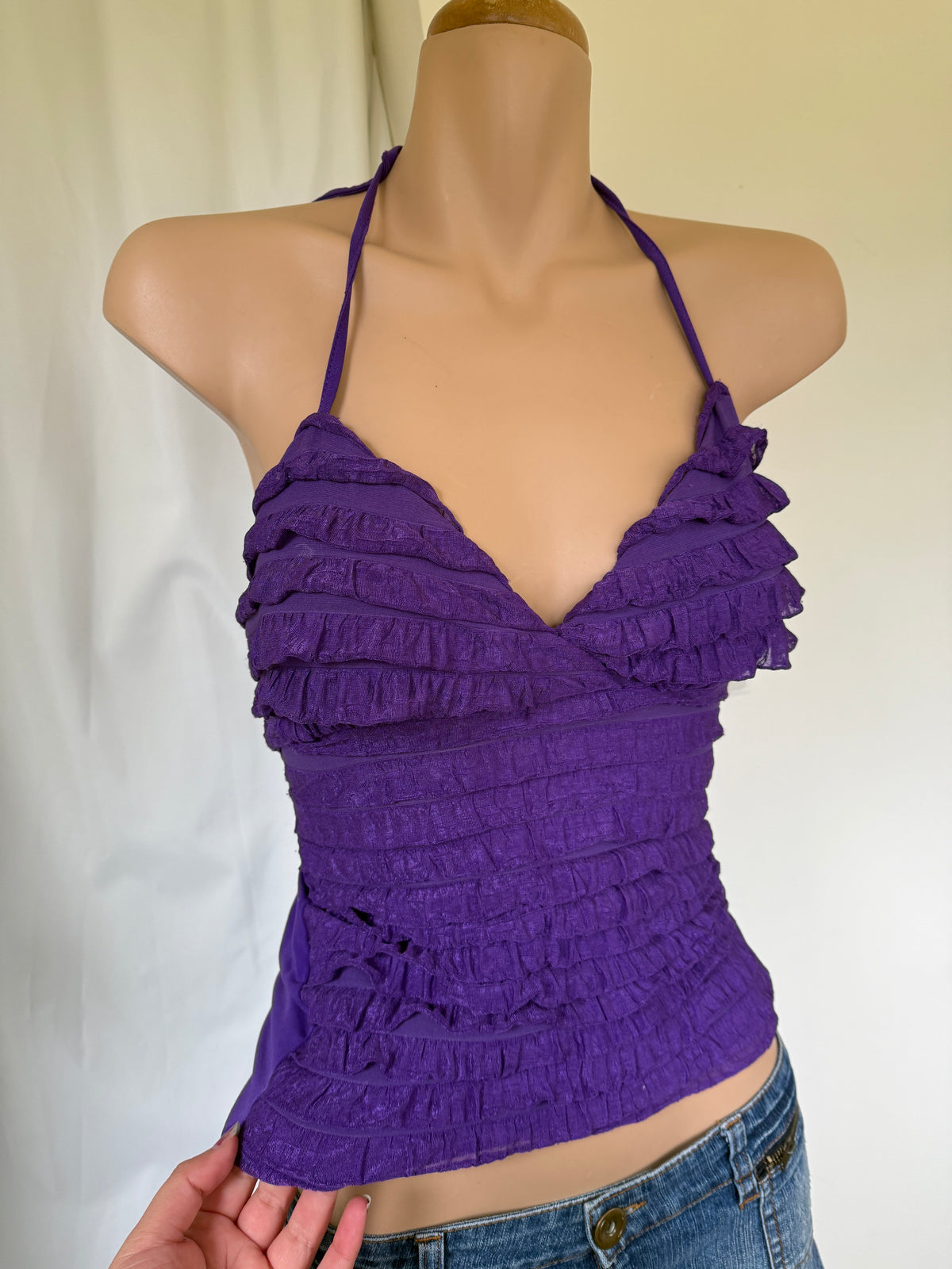 00's Purple ruffle halter • Size M