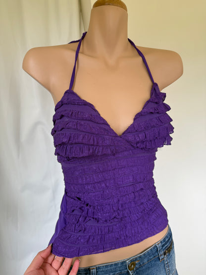 00's Purple ruffle halter • Size M