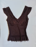 Load image into Gallery viewer, 00's Mesh embroidered ruffle top • Size M
