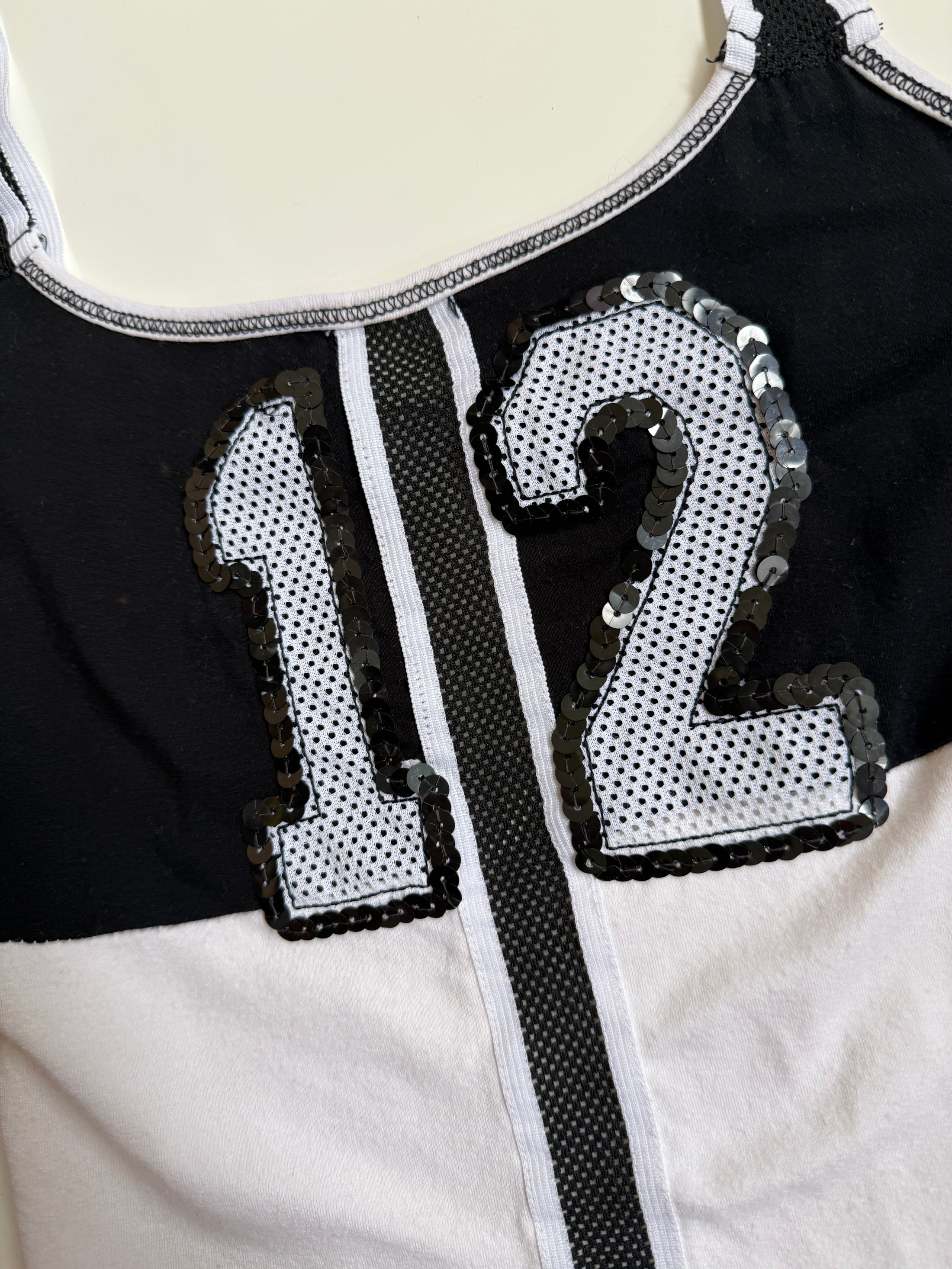 00's Sporty sequin mesh detail tank • Size XS