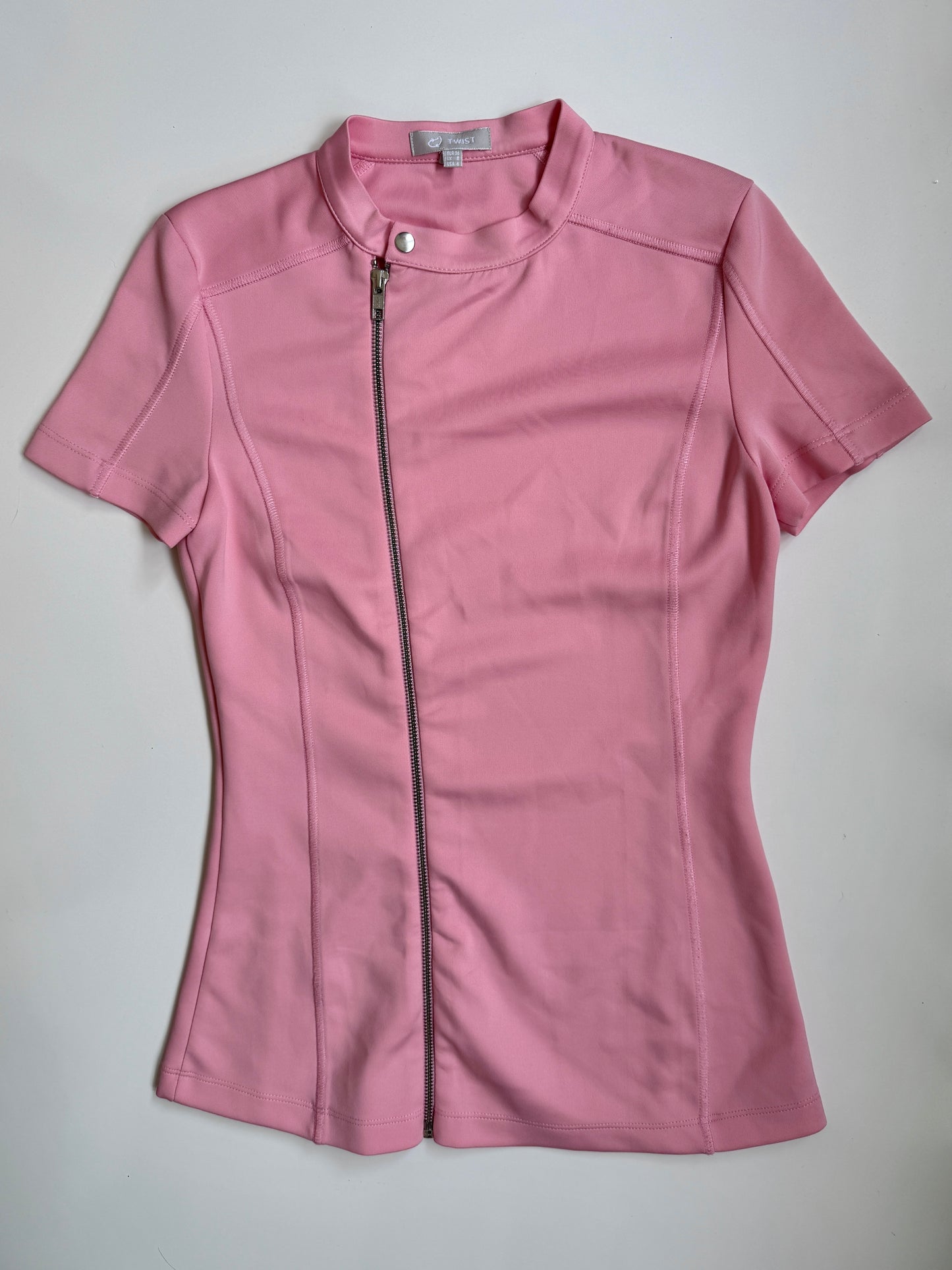 00's Pink moto zipper top • Size 10
