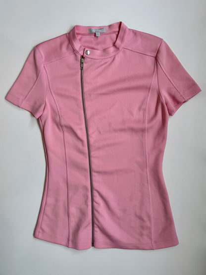 00's Pink moto zipper top • Size 10