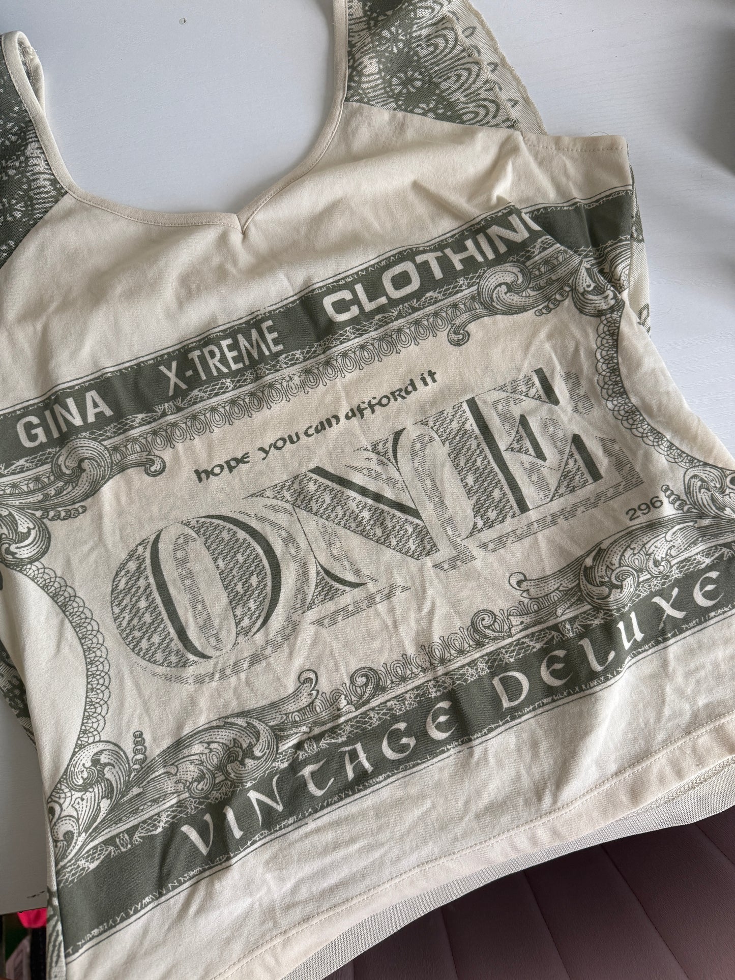 00's Money print mesh tank • Size L