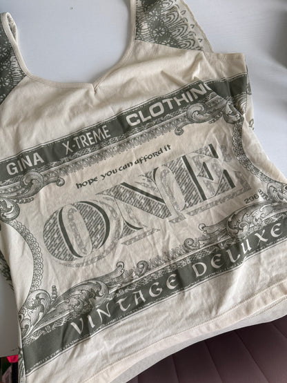 00's Money print mesh tank • Size L