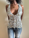 Load image into Gallery viewer, Deadstock 00's Cover Girl silver sequin backless halter • Size M/L
