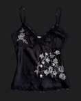 Load image into Gallery viewer, 00's Satin embroidered sequin cami w lace trim • Size 12
