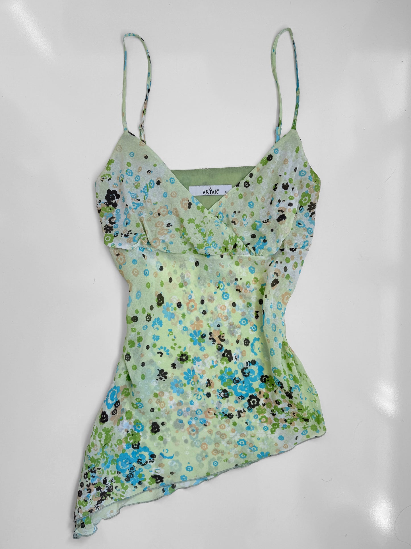 00's Sheer fairy floral asym cami • Size 12