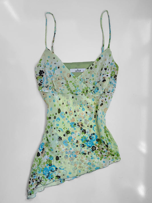 00's Sheer fairy floral asym cami • Size 12