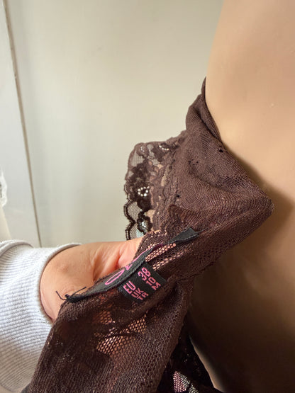 00's Brown lace halter top • Size M