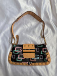 Load image into Gallery viewer, 00's Guess studded multicolour monogram baguette bag
