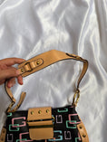 Load image into Gallery viewer, 00's Guess studded multicolour monogram baguette bag
