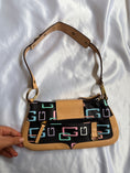 Load image into Gallery viewer, 00's Guess studded multicolour monogram baguette bag
