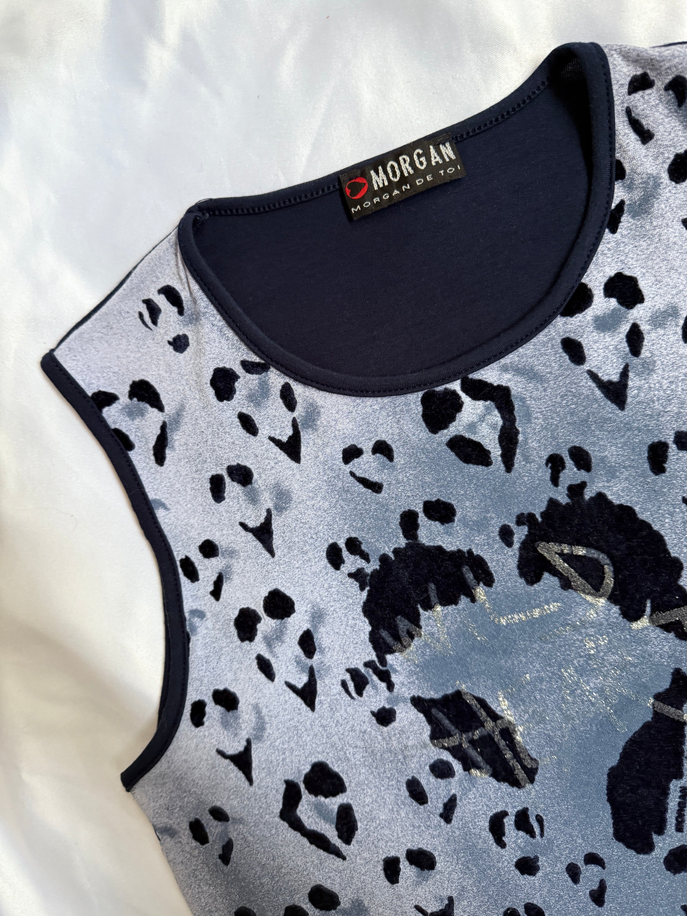 00's Morgan mesh velvet cheetah pattern tank • Size L