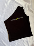 Load image into Gallery viewer, 00's DKNY spell-out print one shoulder top • Size S
