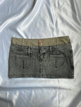 Load image into Gallery viewer, 00's Grey wash denim micro mini w khaki trim
