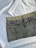 Load image into Gallery viewer, 00's Grey wash denim micro mini w khaki trim
