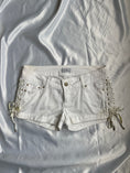 Load image into Gallery viewer, 00's White lace up denim micro shorts
