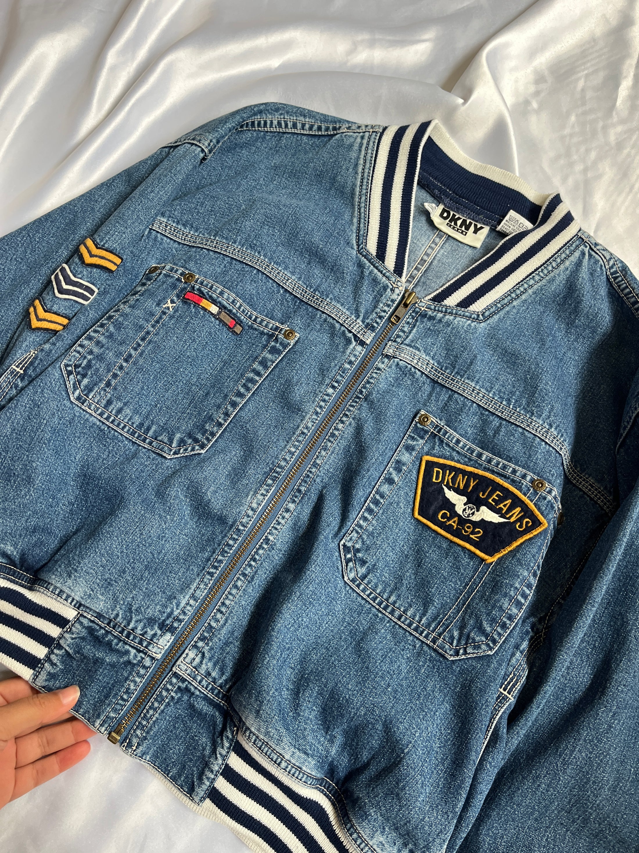 90's DKNY denim bomber