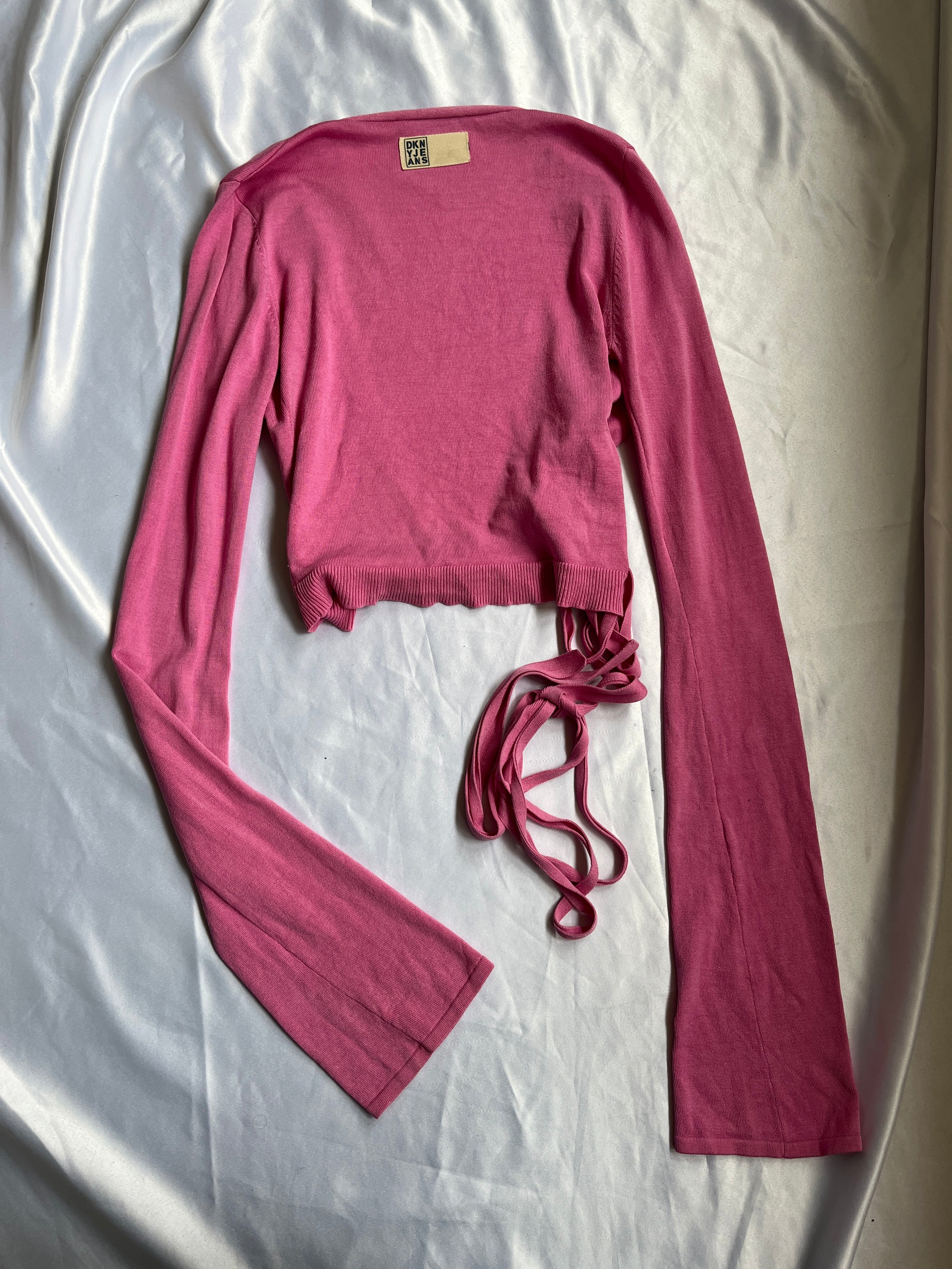 00's DKNY Ballet knit wrap top w bell sleeves