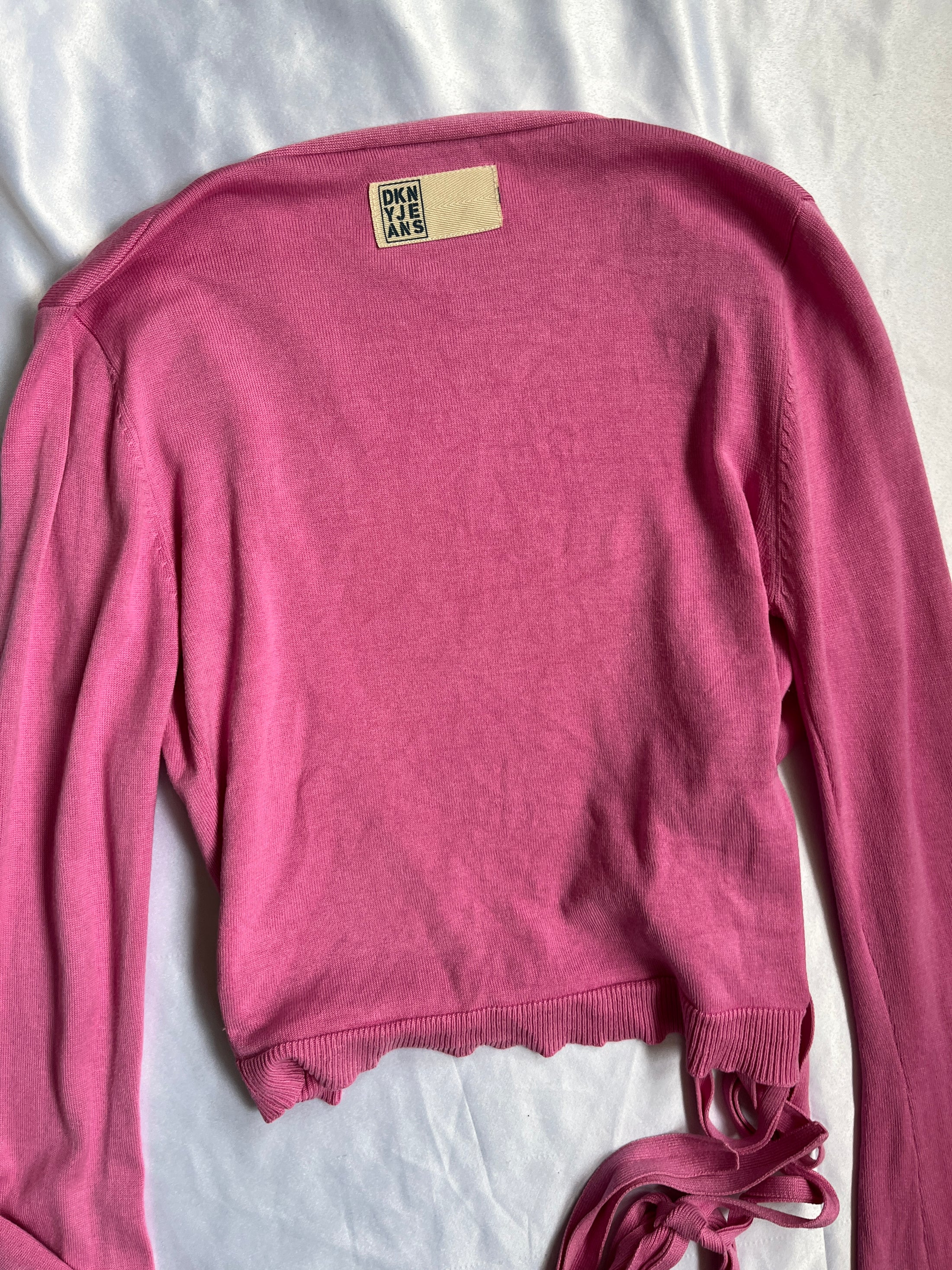 00's DKNY Ballet knit wrap top w bell sleeves
