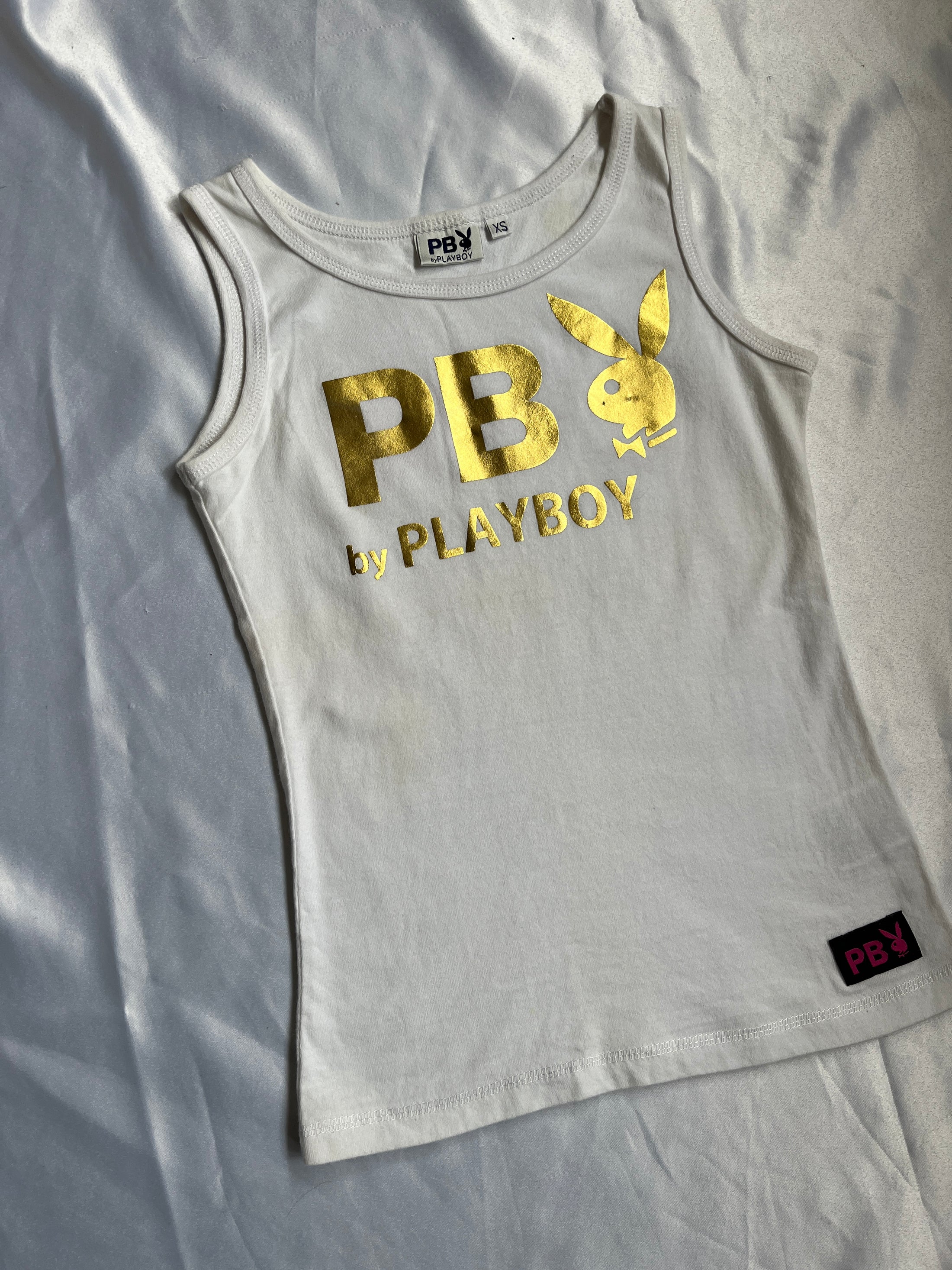 00's Playboy gold print tank