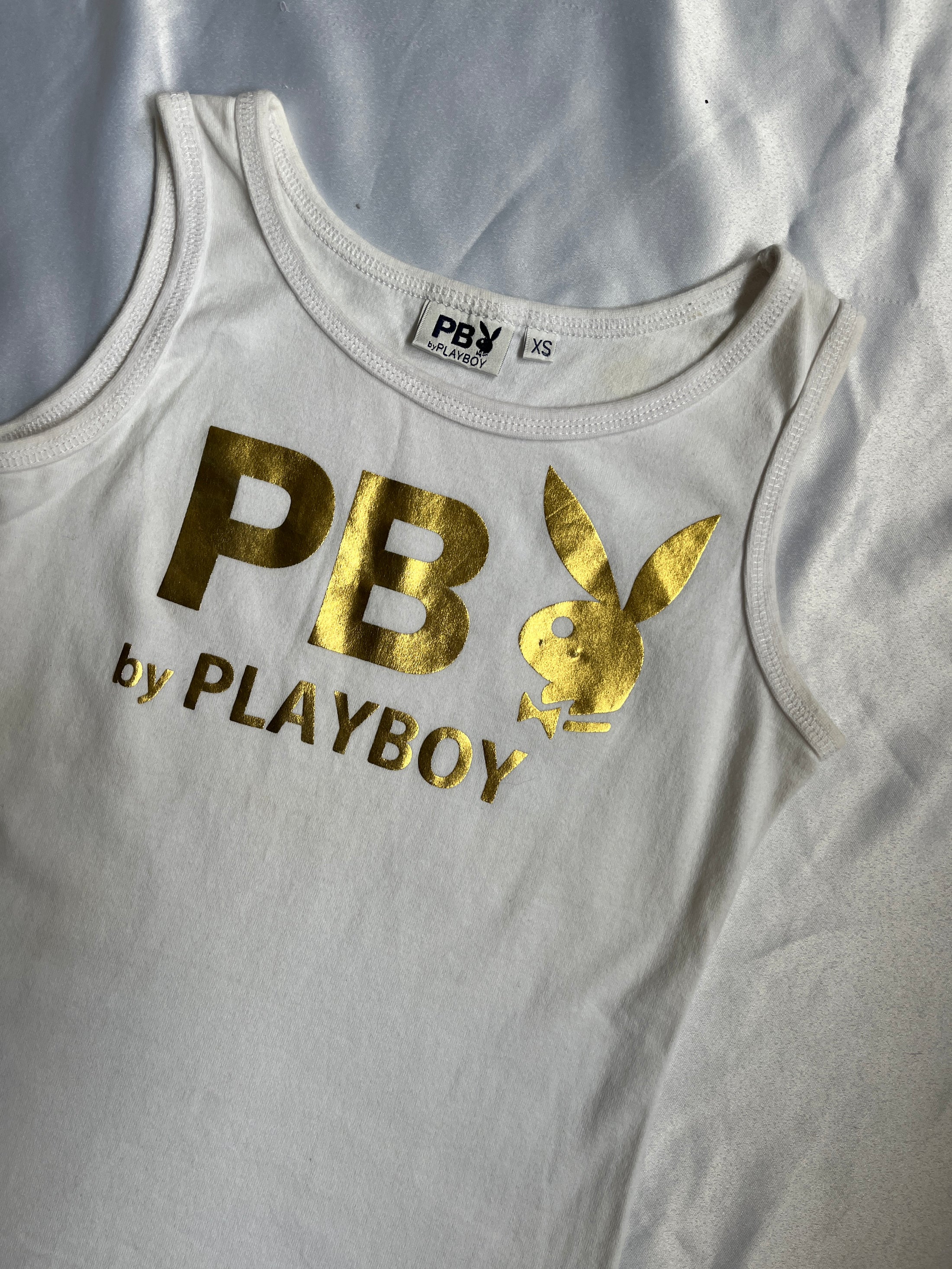 00's Playboy gold print tank