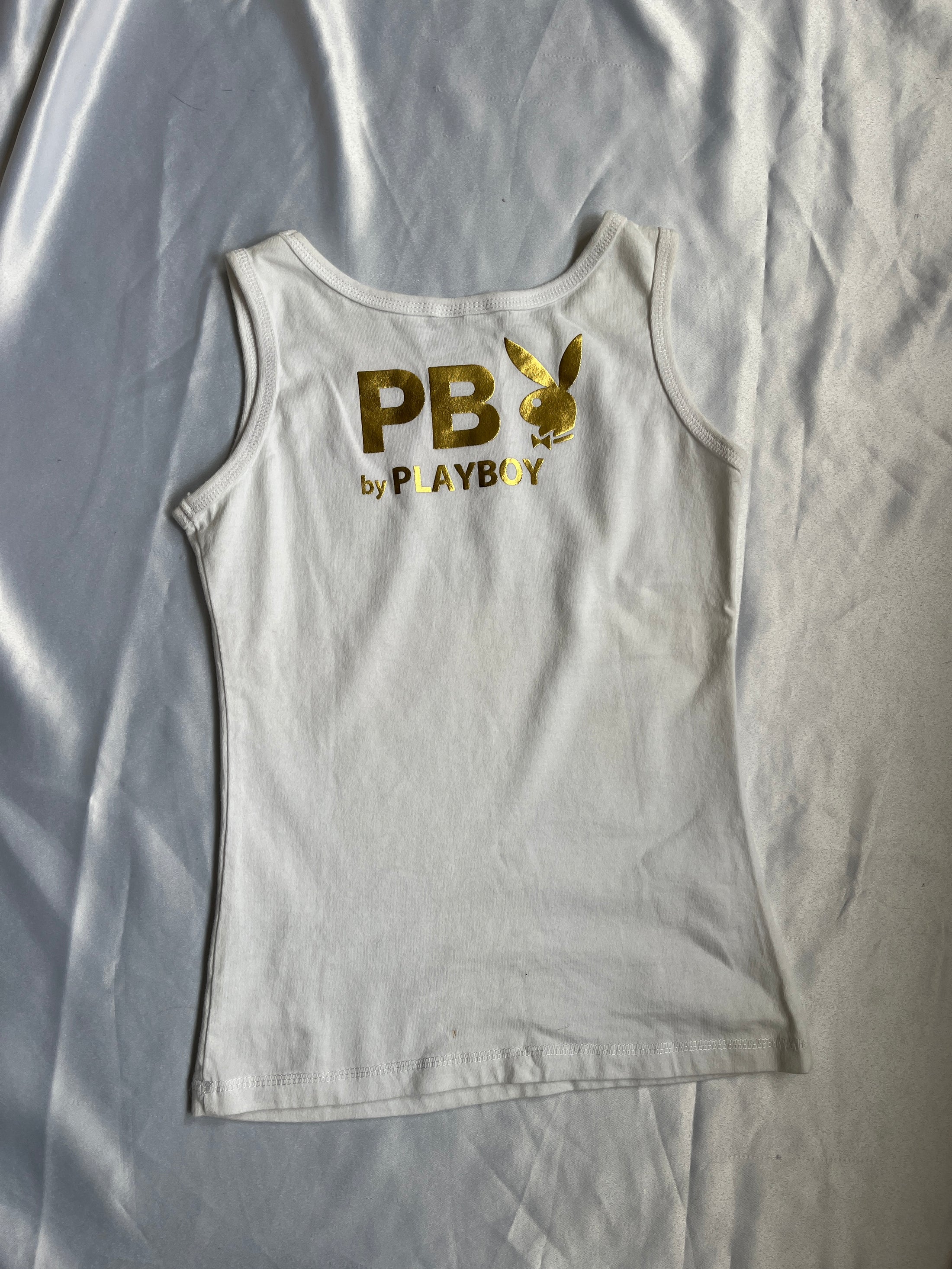 00's Playboy gold print tank