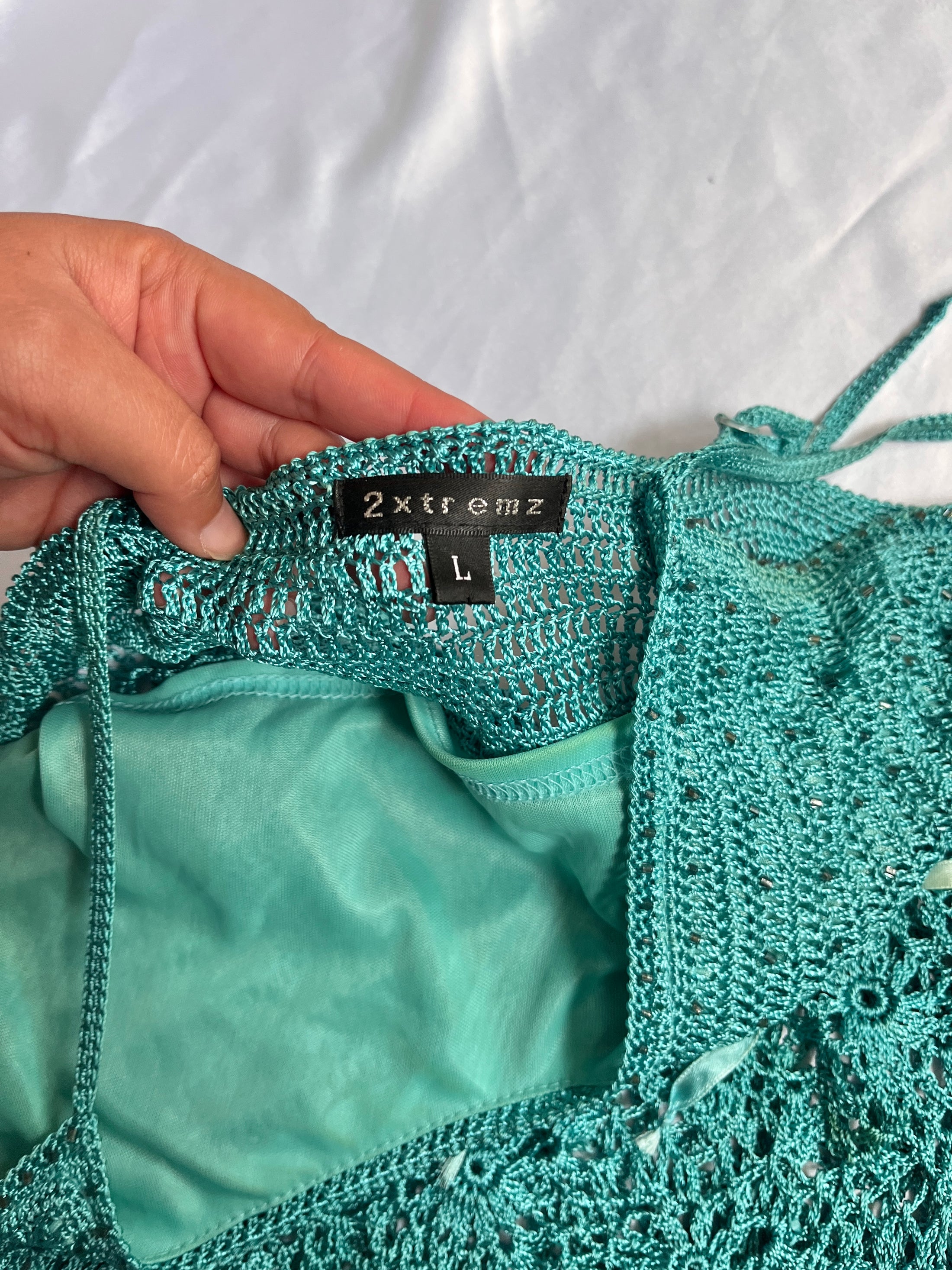 00's 2Xtremez crochet beaded top