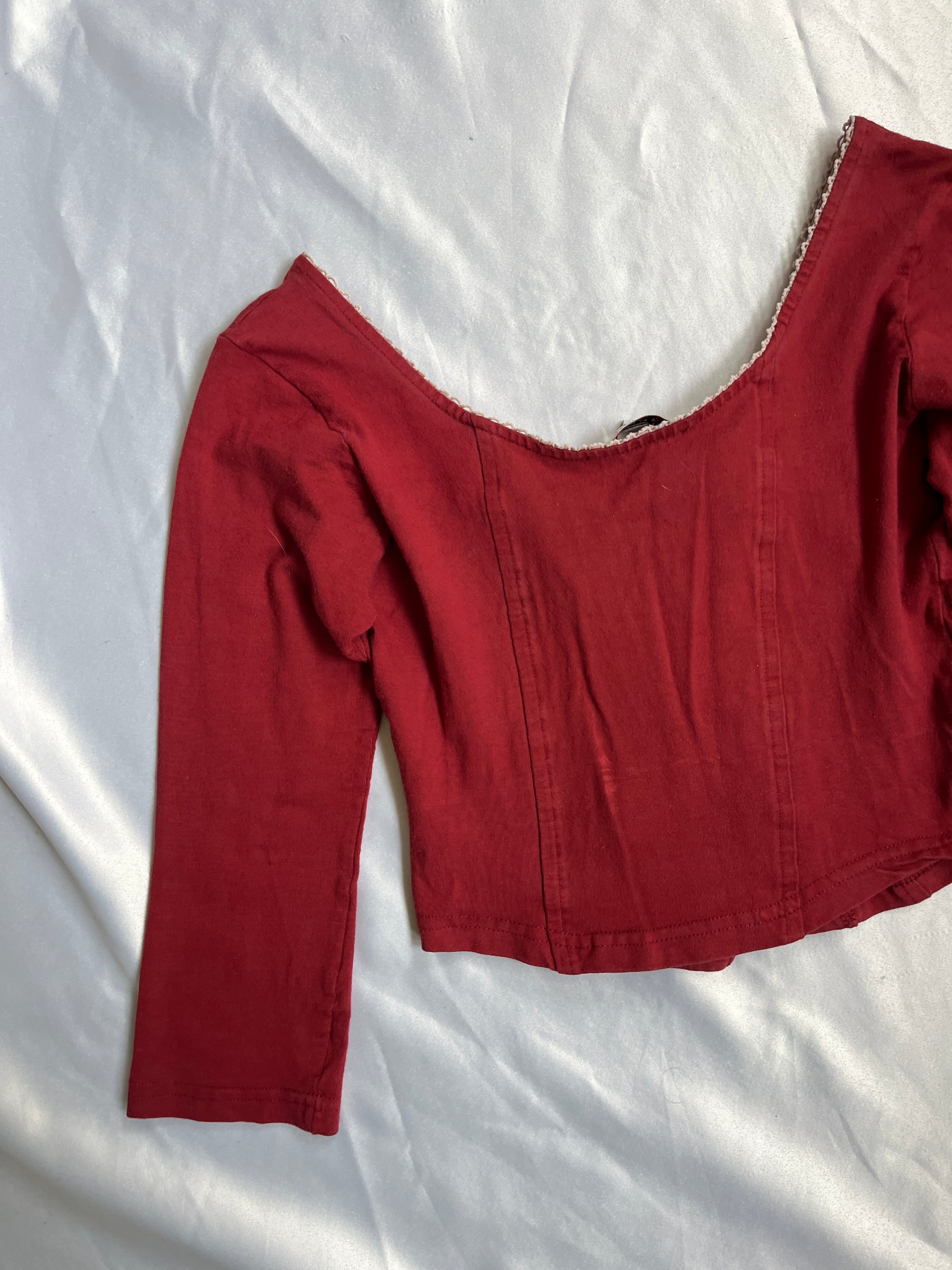 00's Redstar off shoulder crop lace up corset