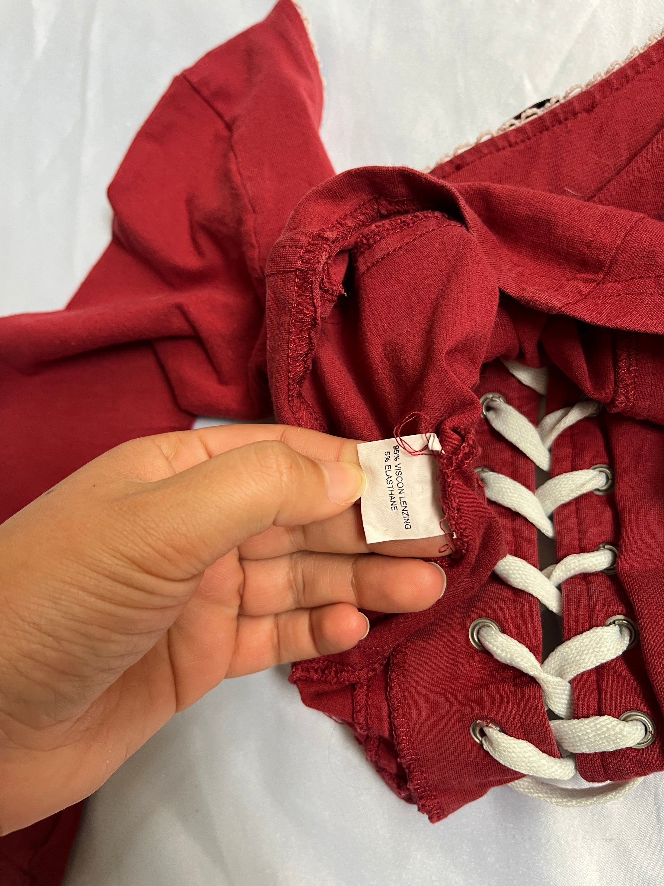 00's Redstar off shoulder crop lace up corset